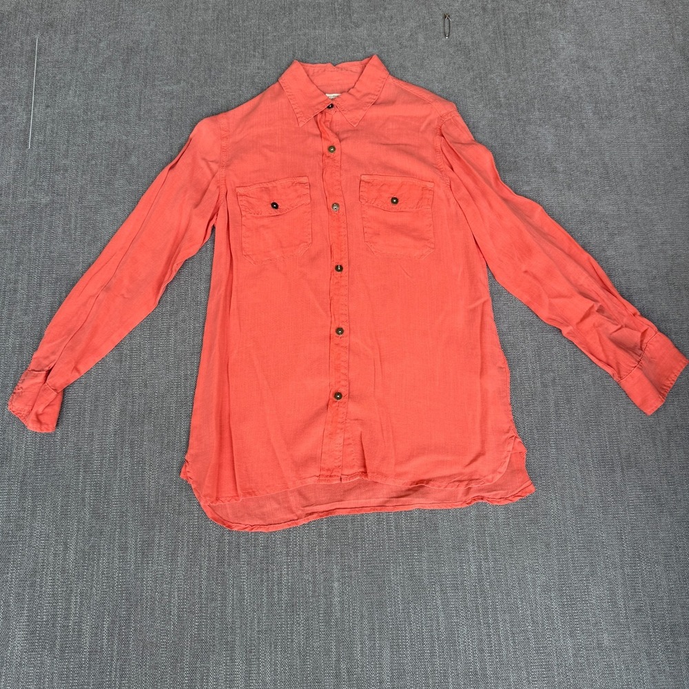 Current/Elliott The Perfect Shirt Women 1 Bright Coral Collared Career Button Up